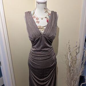 Le Chateau Shimmering Backless Taupe Sparkle Dress.